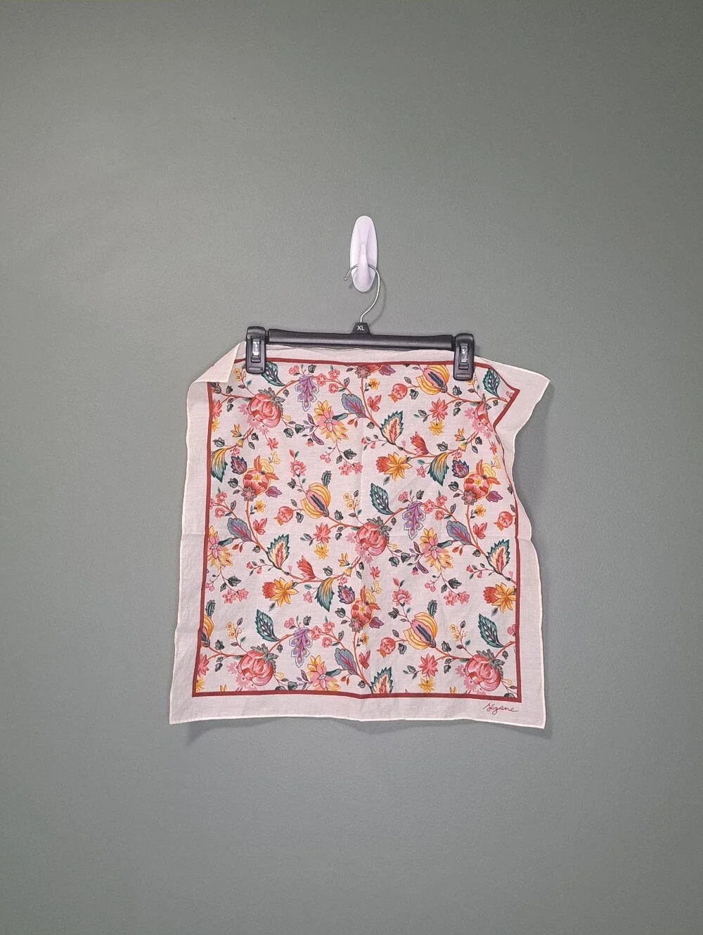 Sezane Gaston Scarf Tan Floral NWOT